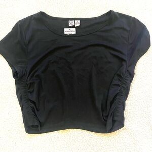 Love By Design Midnight Black Ruched Crop Top